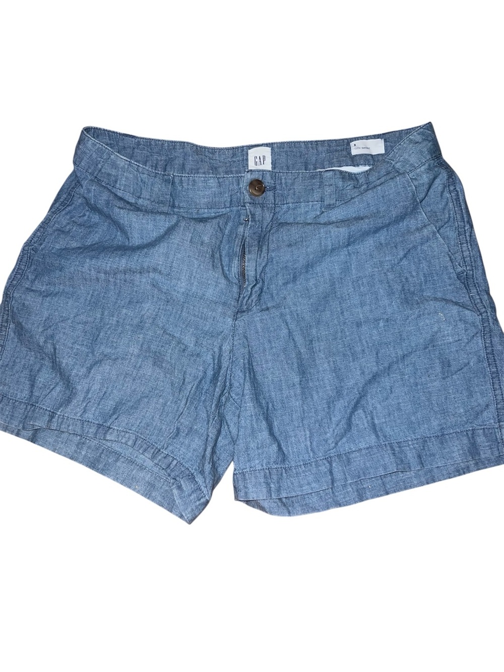 GAP City Short Linen Sky Blue Chambray Shorts Size 8 Medium